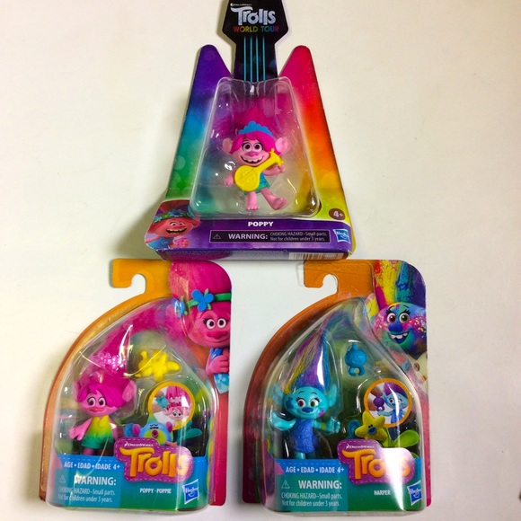 Trolls (6) 2 Poppy’s, 1 Harper Branch Cooper Tiny Diamond Cake Topper New in Box - Picture 2 of 13